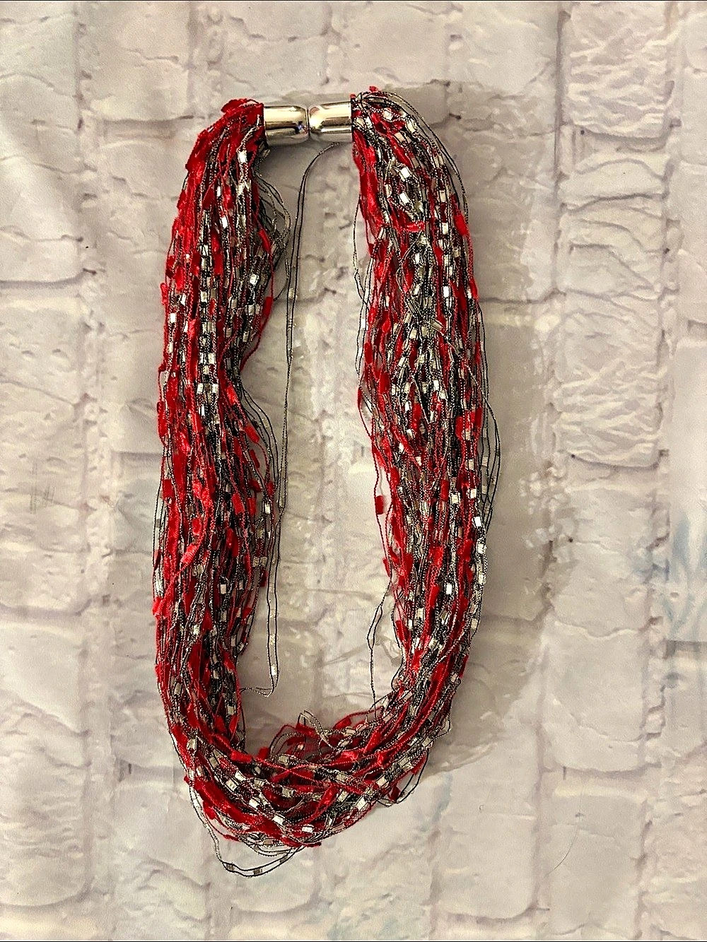 Multi-Strand Red & Gold Necklace